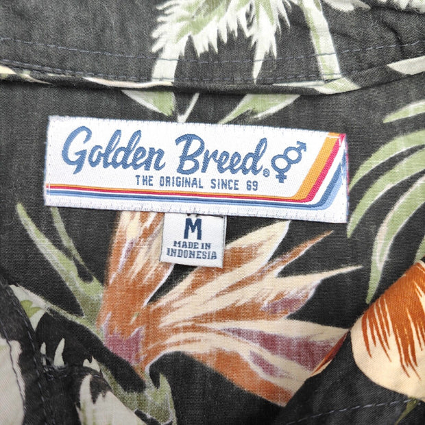 GOLDEN BREED men's short sleeve button up shirt Size Medium surf beach Floral