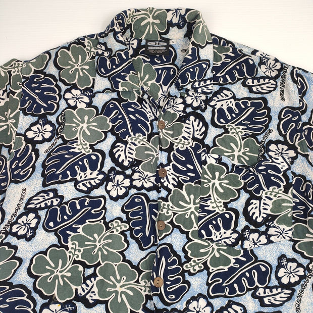 Ocean & Earth Shirt adult Size Small Vintage Floral Rayon surf casual collar Y2K