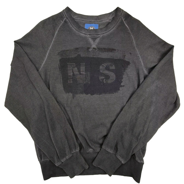 North Sails Men’s Jumper Sweater Size Large Black ! Cotton Designer Retro Print