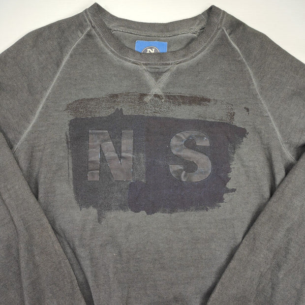 North Sails Men’s Jumper Sweater Size Large Black ! Cotton Designer Retro Print