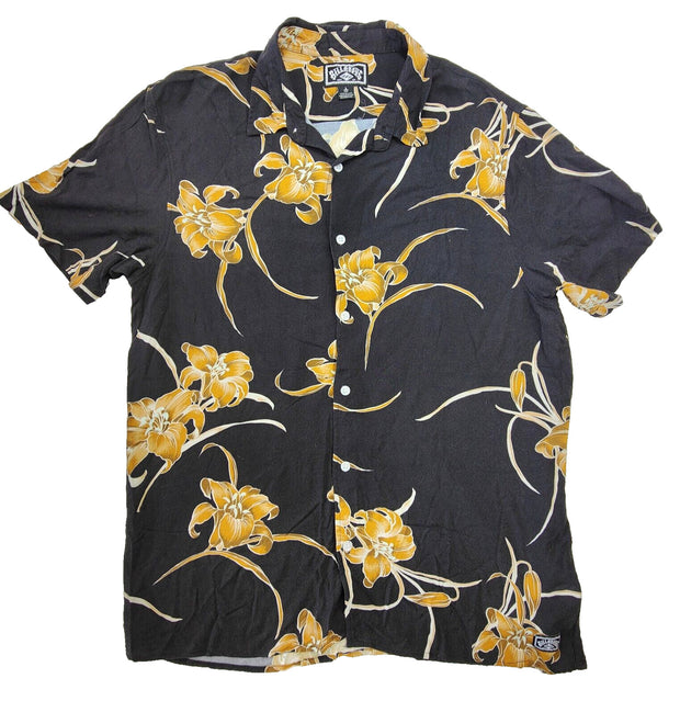 Billabong Casual Rayon Lightweight Floral Button Up Party Shirt Mens Large Surf
